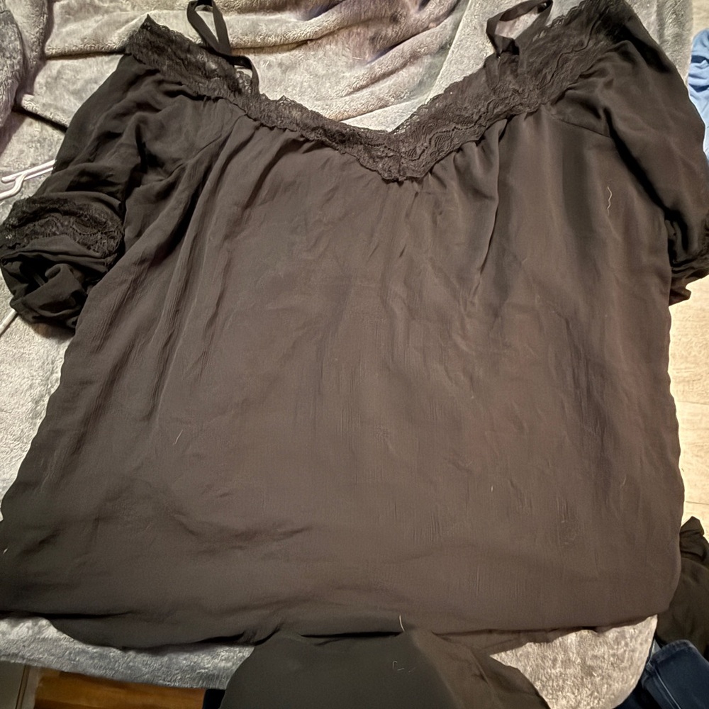 Torrid Black Lace Accent Blouse